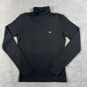 Lacoste Women's Black Cotton Turtleneck Long Sleeve Top US Size M (EU/6) VTG NWT